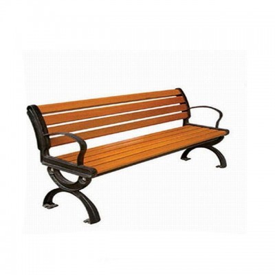 Steel cast iron wooden outdoor garden bench